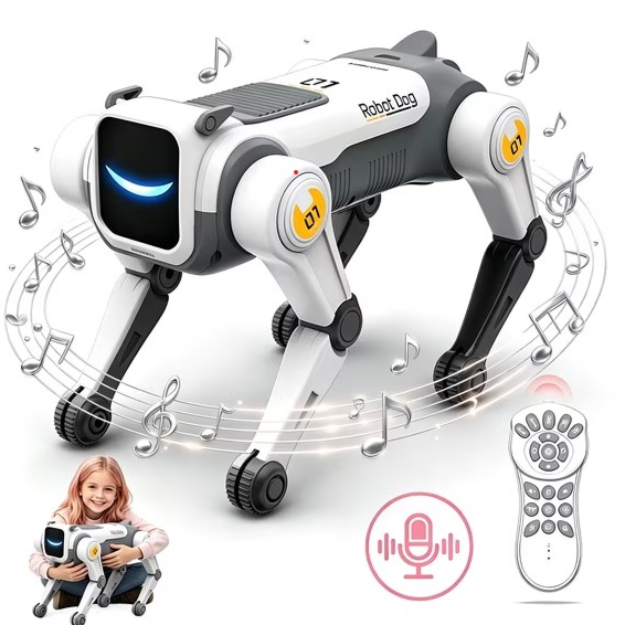 2.4GHz Robot Dog Magical Stunt RC Toy – Interactive Remote Control Robot Dog,-white