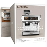 LePresso Deliziosa Semi-Automatic Coffee Machine with Touch Control Panel, 2.8L Water Tank, 20 Bar Pump, 2950W Dual Boiler, Built-in Grinder, 58mm Portafilter Silver