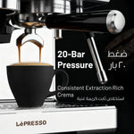 LePresso Deliziosa Semi-Automatic Coffee Machine with Touch Control Panel, 2.8L Water Tank, 20 Bar Pump, 2950W Dual Boiler, Built-in Grinder, 58mm Portafilter Silver