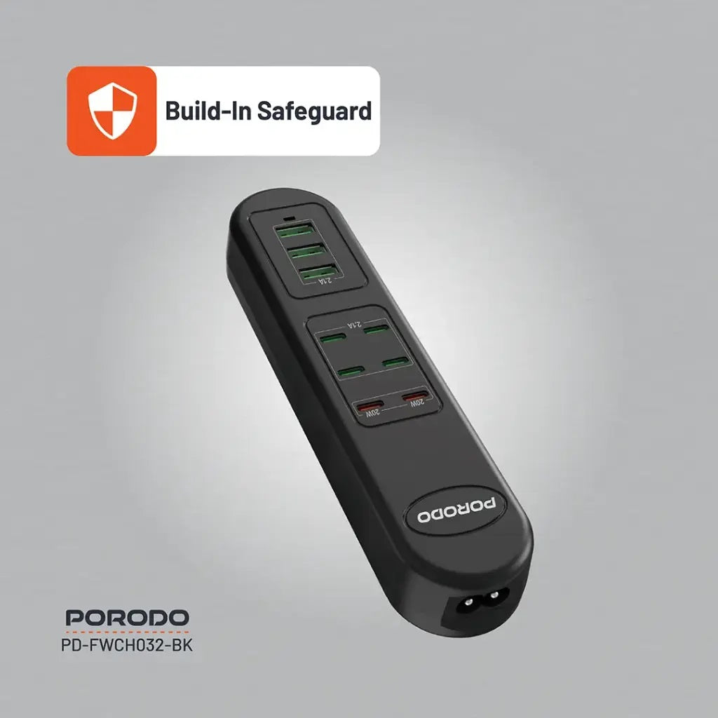 Porodo 50W Multi-Port USB Charging HUB - Black
