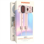 Porodo 2-In-1 Hair Dryer & Straightener Brush with Smart Temperature Control - Pink