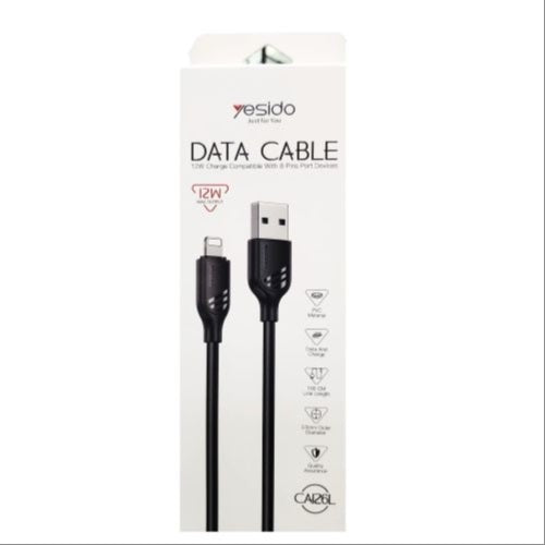 Yesido CA126L USB-A to Lightning Charging & Data Cable 12W 1M – Black