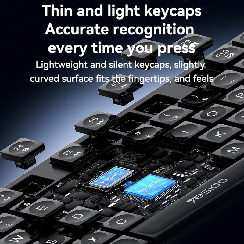 Yesido KB42 2.4G Wireless Keyboard & Mouse Combo – 104-Key Business Keyboard with Nano Receiver