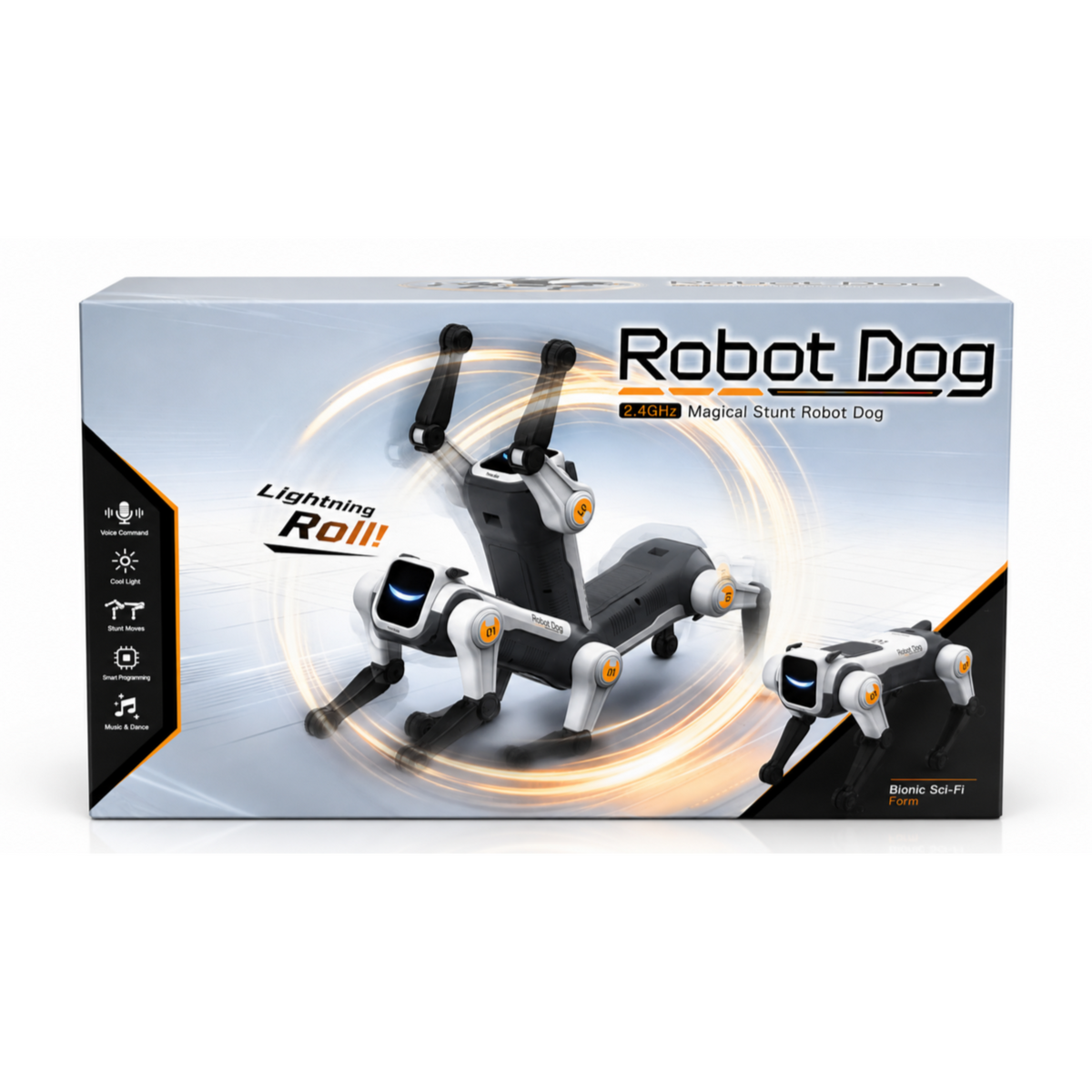 2.4GHz Robot Dog Magical Stunt RC Toy – Interactive Remote Control Robot Dog,-white