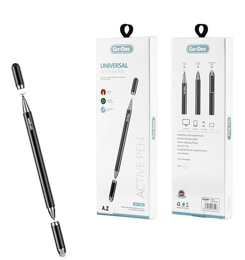 Go-Des Universal Active Stylus Pen | USB-C Rechargeable Touch Pen for iPad, Android & Tablets (GD-P1902)