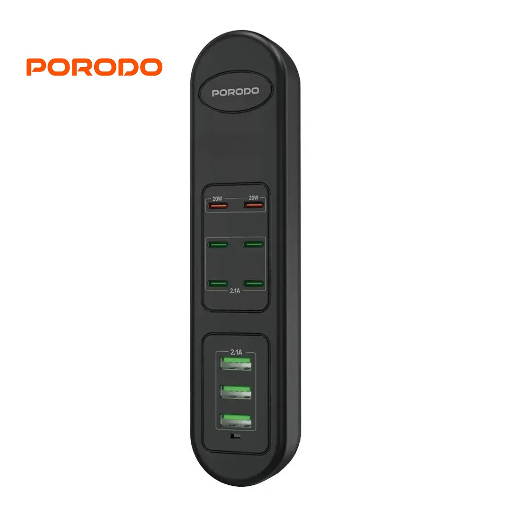 Porodo 50W Multi-Port USB Charging HUB - Black