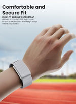 Moxedo Flow-Fit Silicone Replacement Strap for WHOOP 4.0 | Adjustable Waterproof Sports Band | Grey Black  MX-FF019