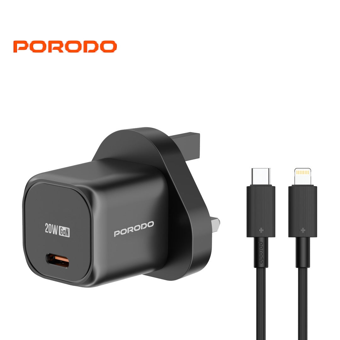 Porodo PD 20W UK Fast Charger - Black FWCO27