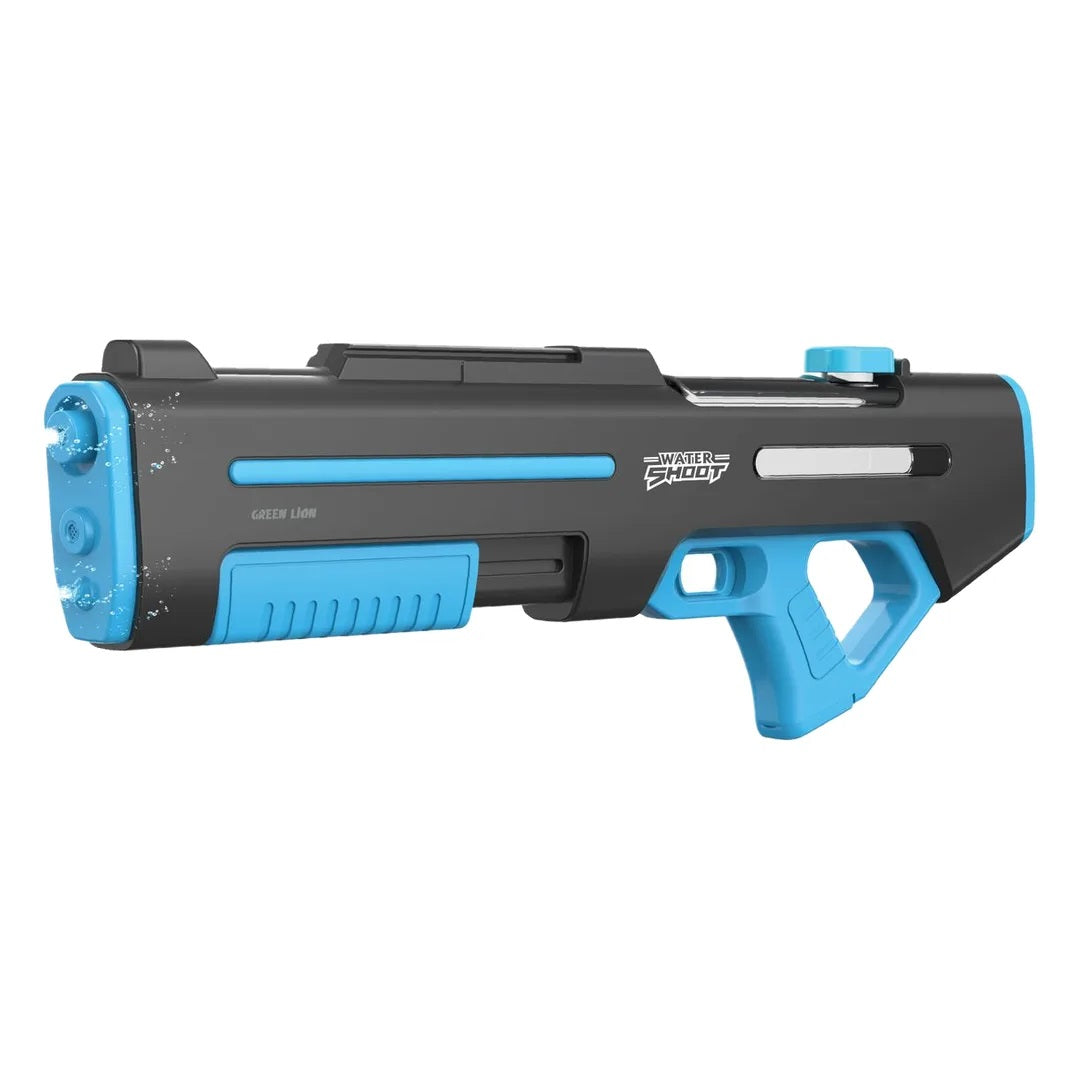 Green Lion GN65 Dual Mode Electric Water Gun with 680ml Tank, 1200mAh Rechargeable Battery, Dual Nozzles & 10m Range Black and Blue