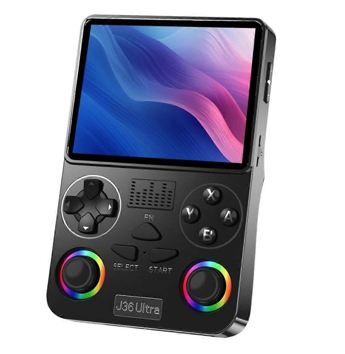 LEROKAS J36 Ultra Handheld Gaming Console, 3.5 Inch IPS HD Display, 64 GB, 30,000+ Games, RGB Joystick Lighting, Rechargeable Battery, Black