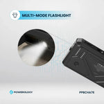Multi-mode flashlight with Powerology branding on a white background