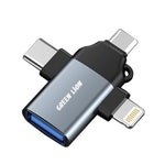 3 In 1 Otg (Lightning / Micro / Type-C) - Green Lion 5417