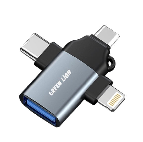 3 In 1 Otg (Lightning / Micro / Type-C) - Green Lion 5417