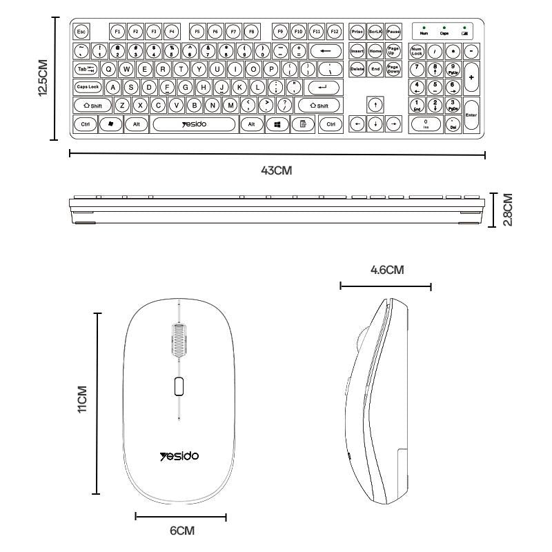 Yesido KB42 2.4G Wireless Keyboard & Mouse Combo – 104-Key Business Keyboard with Nano Receiver