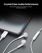Moxedo Wired Stereo Earphones Lightning Connector Earphone with In-Line Remote, Built-in Microphone Compatible for iPhone 14/13/12/11 Pro Max/X/XS Max/XR (White)