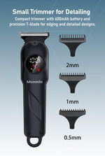 Moxedo Orvex Professional Hair Clipper Set, Cordless Electric Trimmer with LCD Display, T-Blade, 5 Level Adjustment, 10 Guide Combs, 1200mAh Battery, Stainless Steel Blade with Grooming Kit