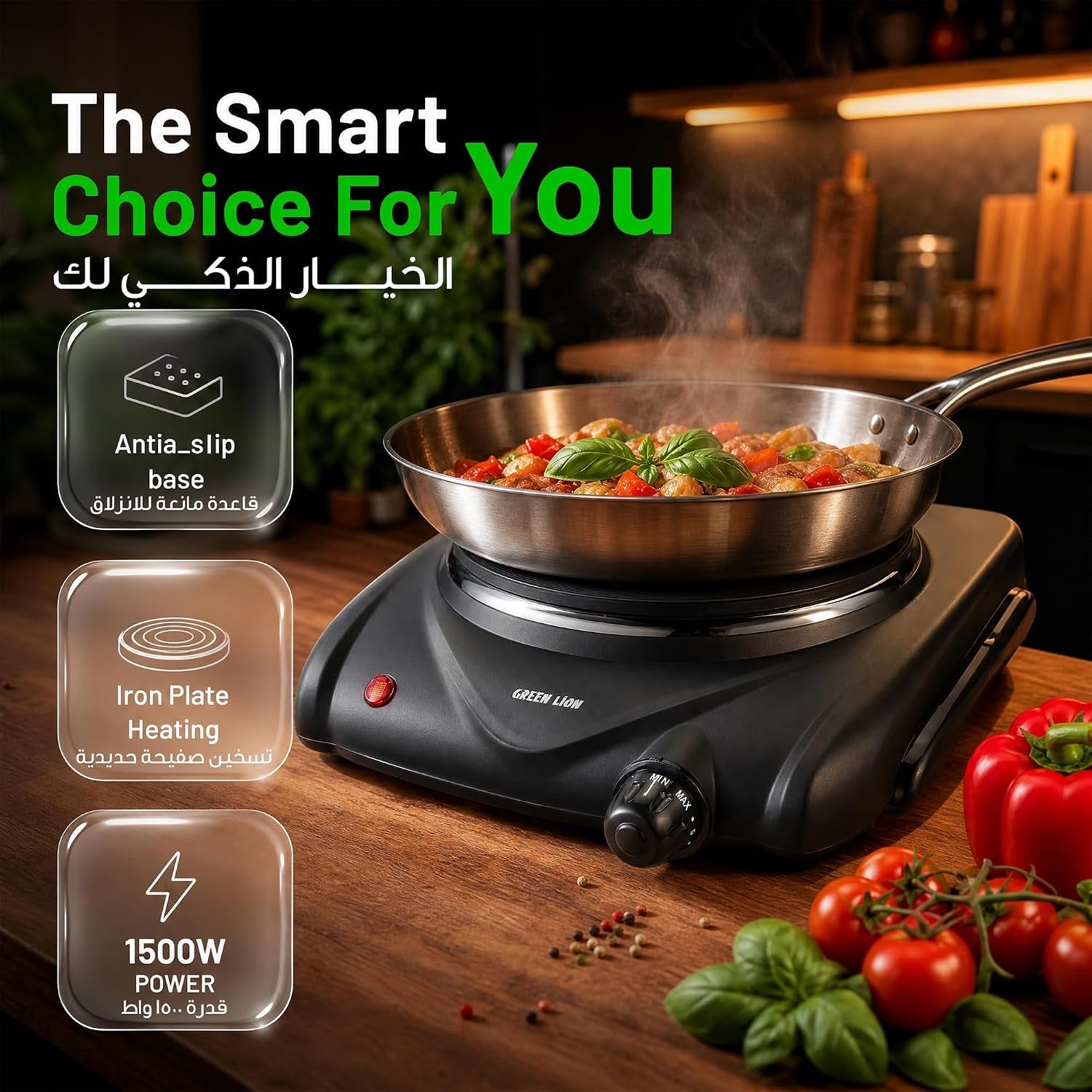 Green Lion Single Plate Electric Hob - Black
