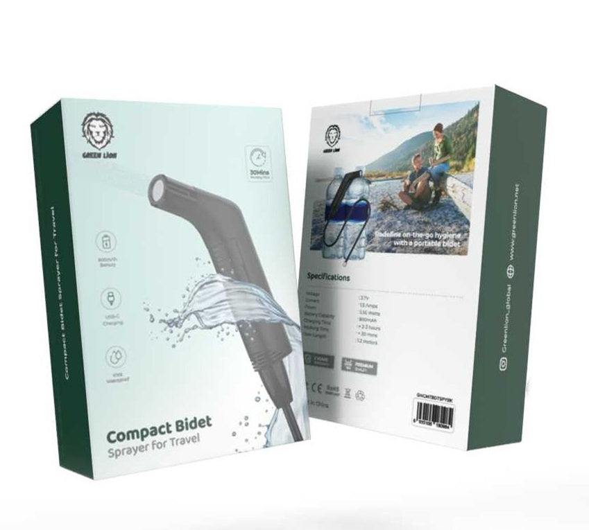 Green Lion Compact Bidet Sprayer 800mAh - Black