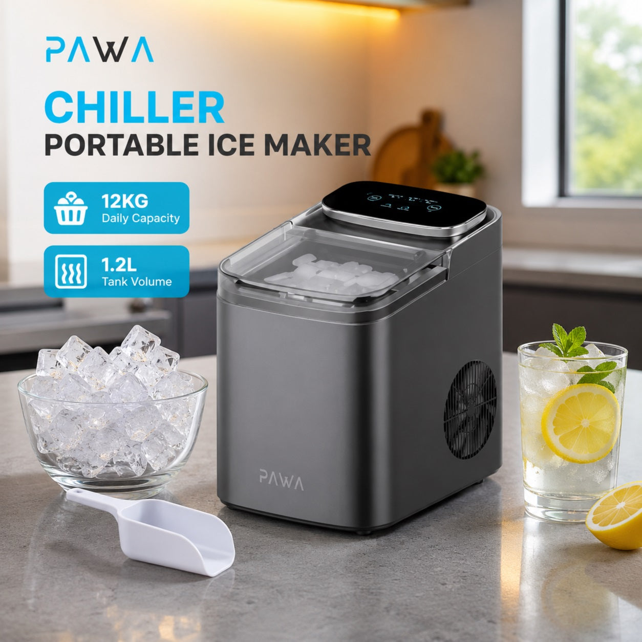 PAWA CHILLER PORTABLE ICE MAKER 1.2L BLACK PW-CPIM1226-BK