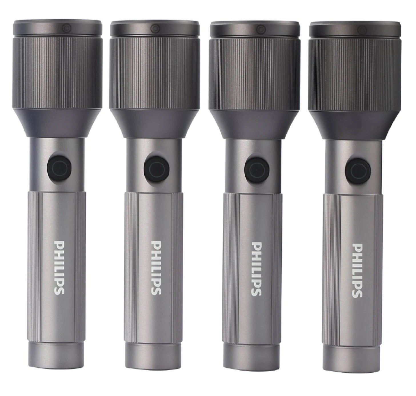PHILIPS Aircraft Aluminium Alloy 22cms Zoom LED Rechargeable Flashlight – 1000Lumens, 900m Range, 2000mAh SFL2142C4/56 ( PACK OF 4 )