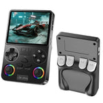 LEROKAS J36 Ultra Handheld Gaming Console, 3.5 Inch IPS HD Display, 64 GB, 30,000+ Games, RGB Joystick Lighting, Rechargeable Battery, Black