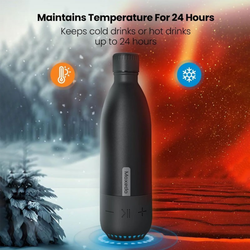 Moxedo Stainless Steel Vacuum Flask with Bluetooth Speaker