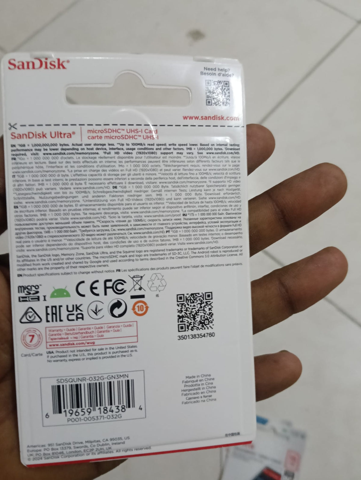Memory Card Sandisk Ultra 32Gb.