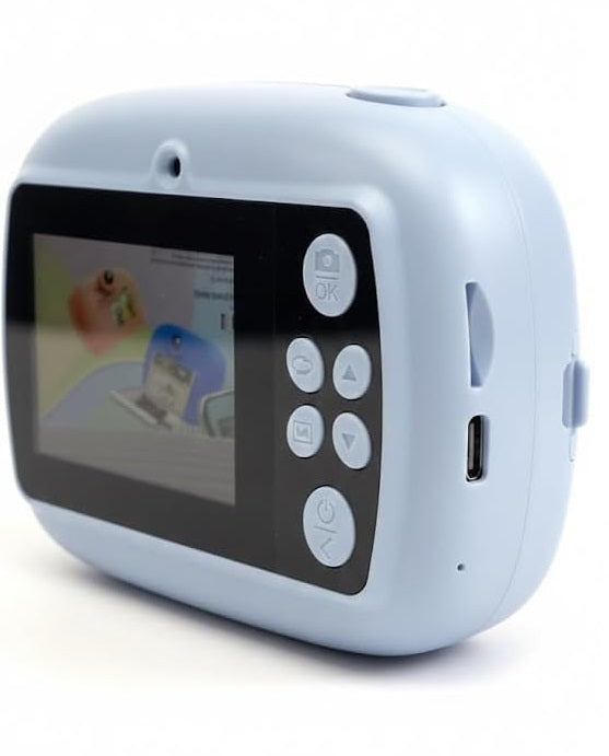 KC02 Kids Instant Print Digital Camera – 2.0" LCD, Type-C Charging & Cute Tiger Design (Blue)