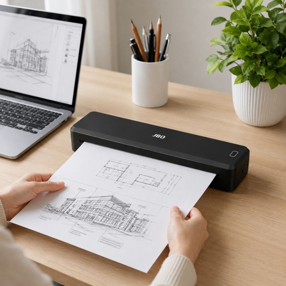 JBQ GoPrint Portable Thermal Printer Black | Wireless Bluetooth A4 Ink-Free Printer (D253732)