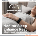 Porodo Trackfit Pro Smart Bracelet Fitness Tracker, Health & Fitness Wearable with Heart Rate, Activity & Sleep Tracker, App Support, 10 Days Working Time, Water Resistant Smart Fitband, Black 4644