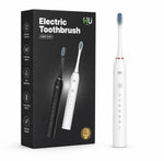 HU Smart Electric Toothbrush HSM-1044 – Rechargeable Sonic Toothbrush with 5 Cleaning Modes & IPX7 Waterproof – Black & White