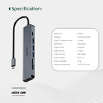 Green Lion 7 In 1 USB-C Hub, SD/TF Card Input, 87W PD, HDMI 4K@30Hz, USB 3.0 Port, USB-C and 2 USB-A 5 Gbps Data Ports, Compact Size, Compatible with MacBook Pro/Laptops