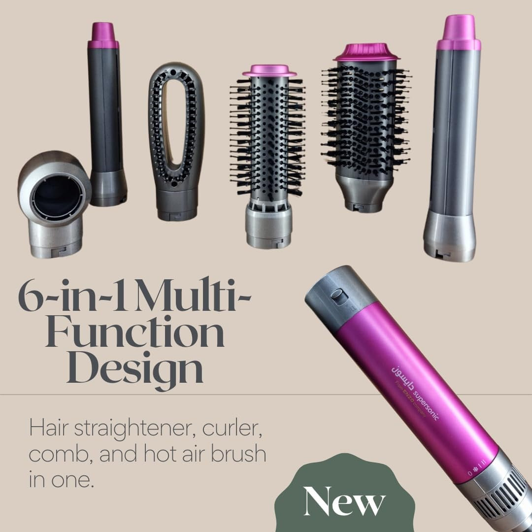 Enzo 6-in-1 Air Styling & Drying Set EN-4133 – 1500W Hair Styler with Ionic Technology – Pink