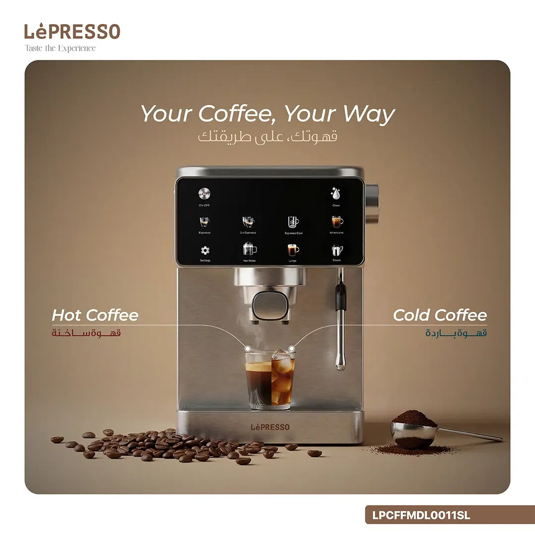 Lepresso Macchina di Lusso Espresso Machine with Steam Wand - Silver