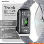 Porodo Trackfit Pro Smart Bracelet Fitness Tracker, Health & Fitness Wearable with Heart Rate, Activity & Sleep Tracker, App Support, 10 Days Working Time, Water Resistant Smart Fitband, Black 4644