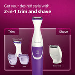 Philips Body Trimmer For Women, Skin Safe With Rounded Tips, 2In1 Trim Or Shave, Hair Removal For Intimate Areas,Arms,Legs & Body, No Skin Irritation, Travel Friendly I2 Year Warranty-BRT383/