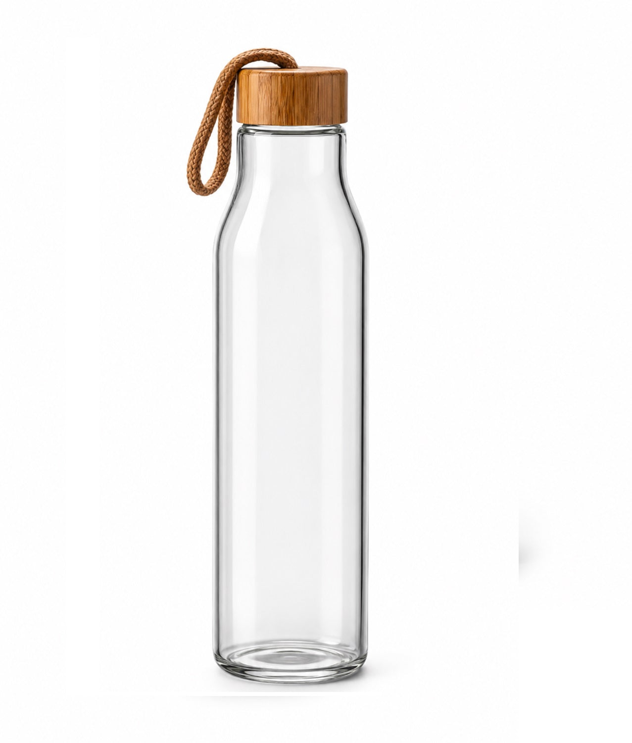 HST-1002 High Quality Borosilicate Glass Water Bottle with Bamboo Lid & Carry Strap – Leakproof Reusable Drinking Bottle