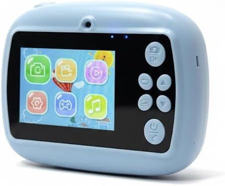 KC02 Kids Instant Print Digital Camera – 2.0" LCD, Type-C Charging & Cute Tiger Design (Blue)