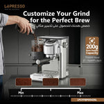 Lepresso IlBurrone 20 Bar Italian Pump Coffee Machine with Bean Grinder and Steam Wand - Silver