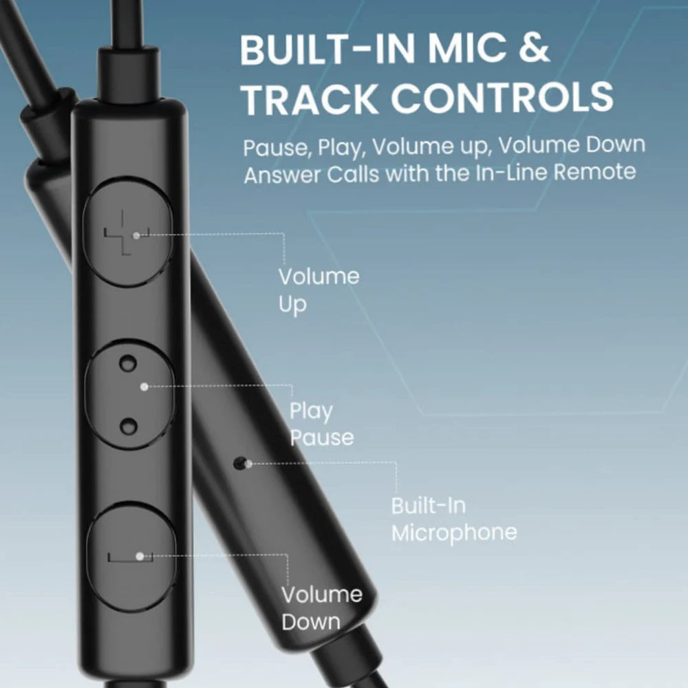 Moxedo Wired Stereo Type- C Earphone With In-line Mic and Remote - Black