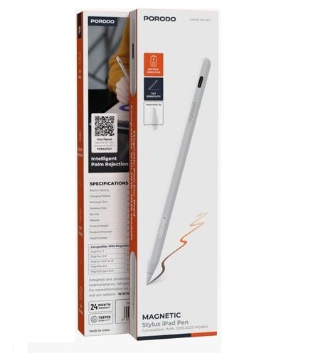 Porodo Magnetic Stylus iPad Pen – Tilt Sensitivity, Battery Indicator & Magnetic Attachment