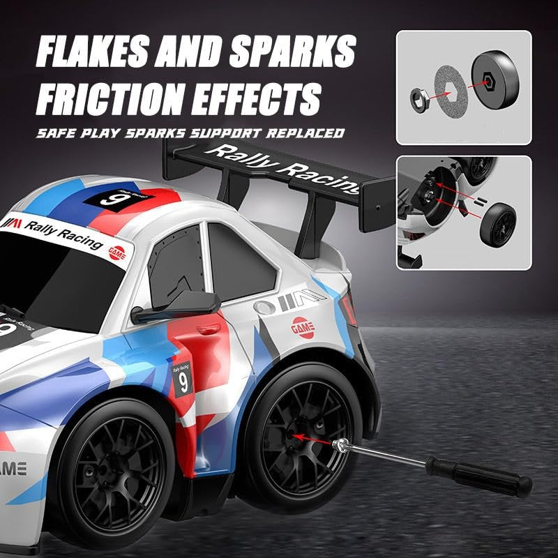 1:16 RC Drift Car, 2.4GHz Remote Control Racing Vehicle with LED Lights, High-Speed Drifting Action, Extra Drift Tyres, Rechargeable Battery and Precision Steering for Kids, Teens & Adults