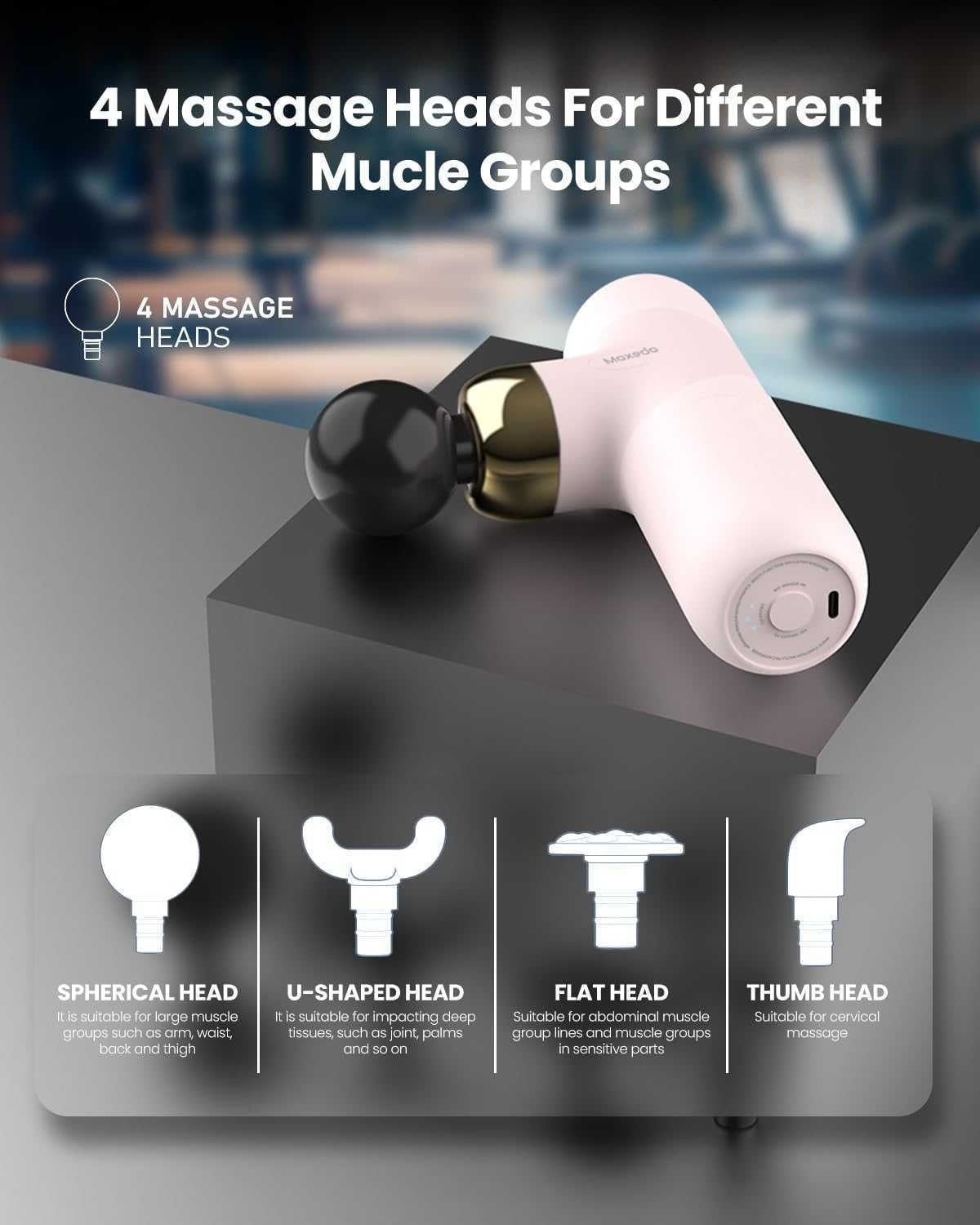 Moxedo Multi-function Muscle Pro Massager Portable Cordless Gun Deep Tissue Massager (Pink)