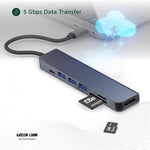 Green Lion 7 In 1 USB-C Hub, SD/TF Card Input, 87W PD, HDMI 4K@30Hz, USB 3.0 Port, USB-C and 2 USB-A 5 Gbps Data Ports, Compact Size, Compatible with MacBook Pro/Laptops