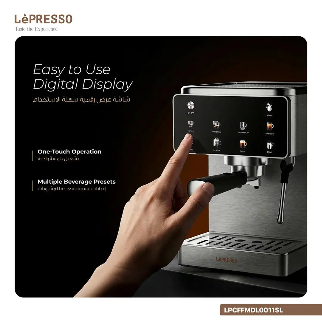 Lepresso Macchina di Lusso Espresso Machine with Steam Wand - Silver