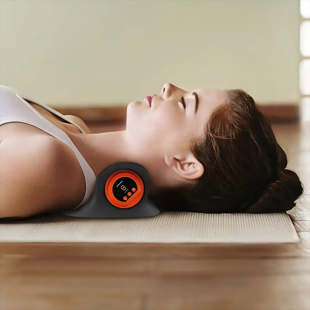 Porodo Lifestyle Tri-Mode Heated Cervical Pillow Massager with Wave Heat & Vibration - Black