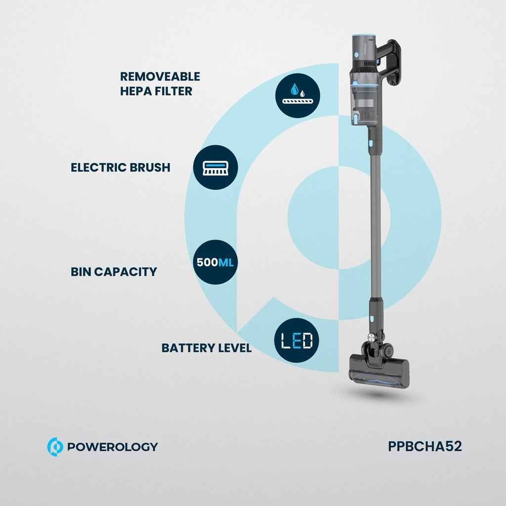 Powerology Cordless Stick Vacuum - Black  PP052