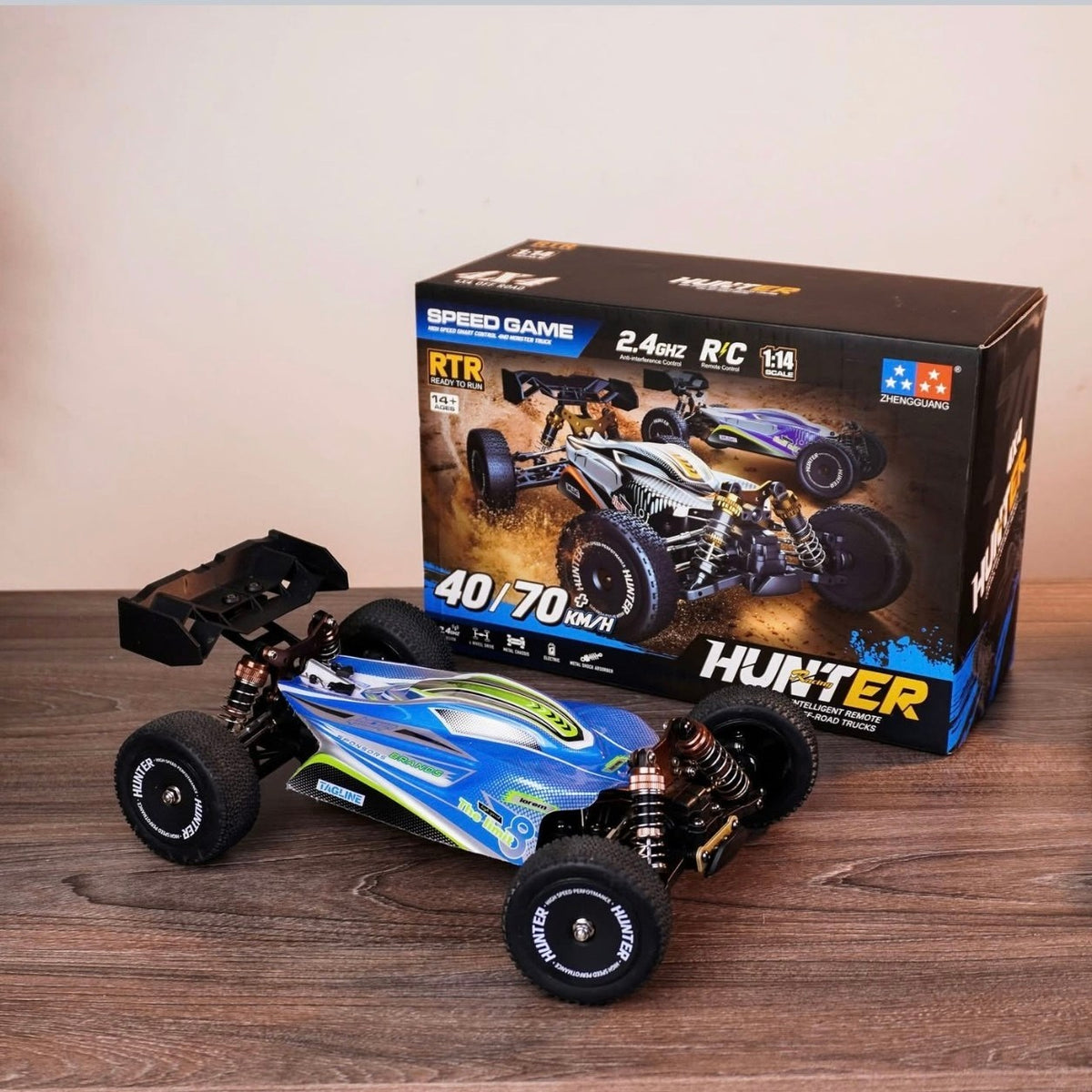 Hunter 1:14 Scale 4WD High-Speed RC Off-Road Buggy | 2.4GHz Remote Control | Brushless Motor | RTR