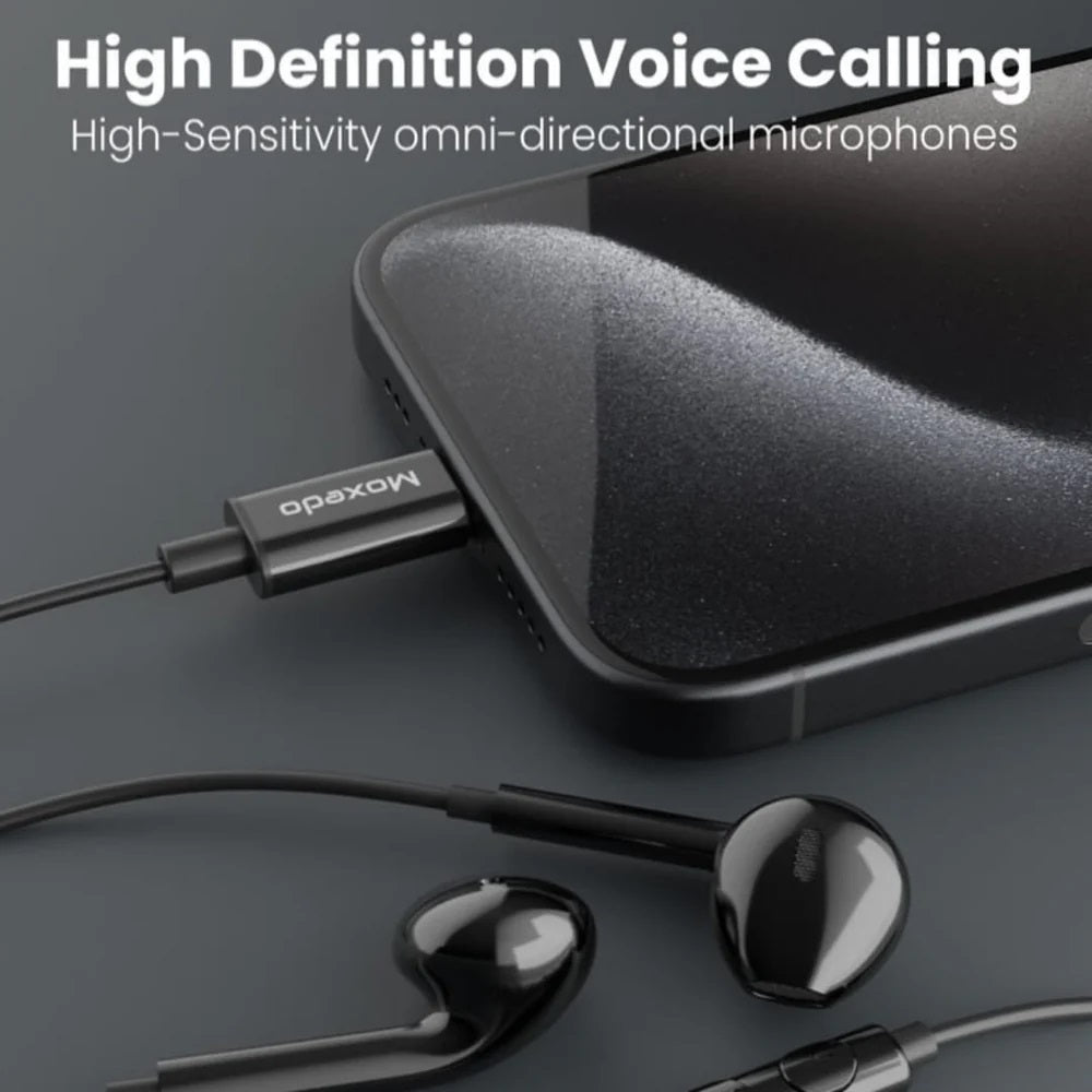 Moxedo Wired Stereo Type- C Earphone With In-line Mic and Remote - Black