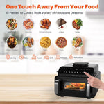 Porodo 3-in-1 Air Fryer & Pizza Maker, Electric Oven, Family Size 10.5L, 2100W Power, 10×Cooking Modes, Delay Function, LED Display, Indoor Grill, Pizza Machine & Airfryer, No Oil Grilling, Fry & Bake